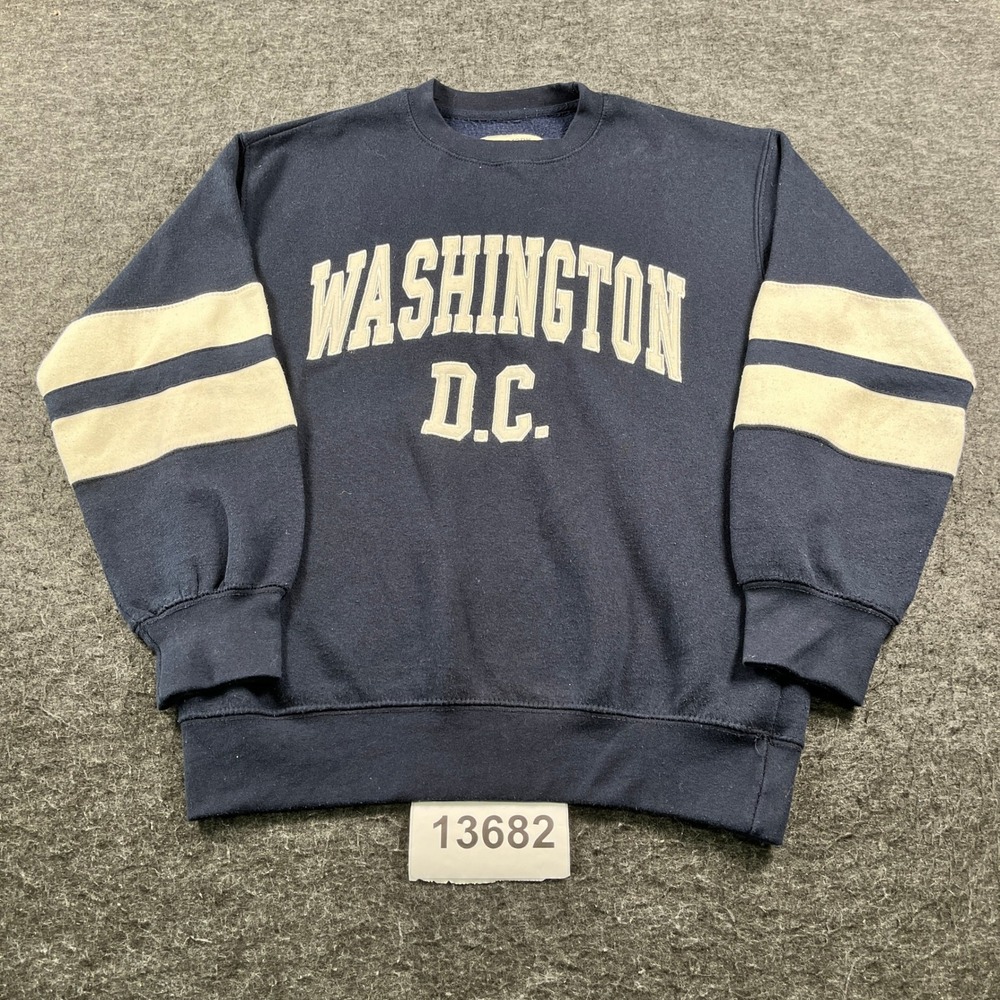 New York Popular Washington DC Sweatshirt Men Medium Navy Blue Graphic Crew Neck